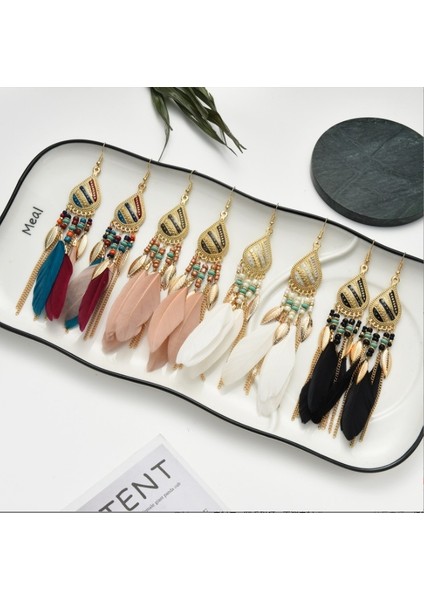 Pairs Kadınlar Sahte Tüy Küpe Bohemian Saçak Püskül Uzun Damla Dangle Küpe Kadınlar Kızlar Için Dream Catcher Tasarım ile Set (Yurt Dışından)