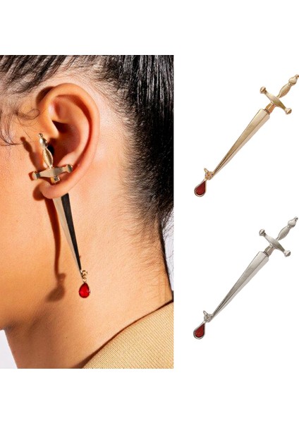 1 Çift Benzersiz Retro Gotik Uzun Kılıç Kanca Küpe Vintage Punk Tarzı Bıçak Dangle Bırak Küpe Kadın Kızlar Için Trendy Bildirimi Takı Hediyeler (Yurt Dışından)