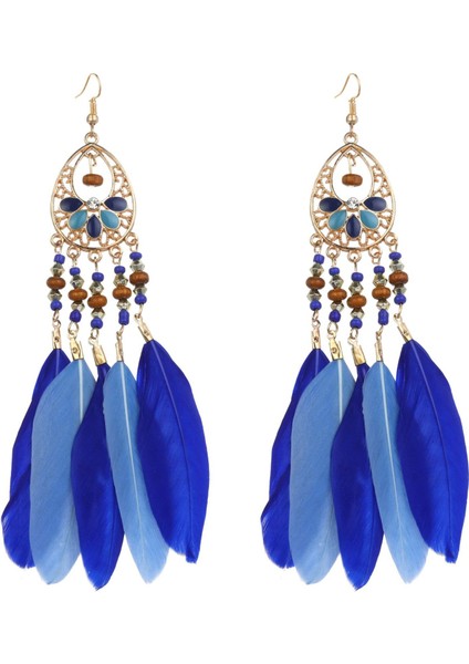 Kadın Sahte Tüy Küpe Bohemian Saçak Püskül Uzun Damla Dangle Küpe Seti Dream Catcher Tasarım ile Kadın Kızlar Için (Yurt Dışından)