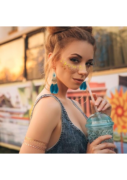 Kadın Sahte Tüy Küpe Bohemian Saçak Püskül Uzun Damla Dangle Küpe Seti Dream Catcher Tasarım ile Kadın Kızlar Için (Yurt Dışından)