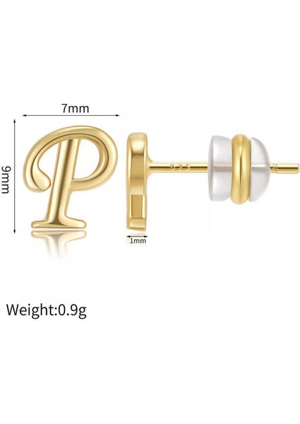 Saplama Küpe Altın Harf Parlak Gerçek Altın Kaplama Saplama Küpe Hassas Kulaklı Kadın Kızlar Için --- L (Yurt Dışından)