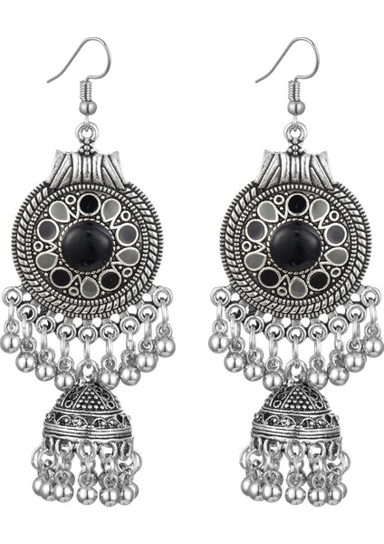 Hint Takı Vintage Yuvarlak Küpe Boho Antika Etnik Çingene Bells Kolye Küpe Kadın Kolye (Yurt Dışından)