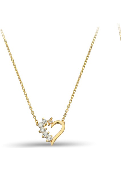 14 K Taşlı Kalp Altın Kolye 14CGKKLY002