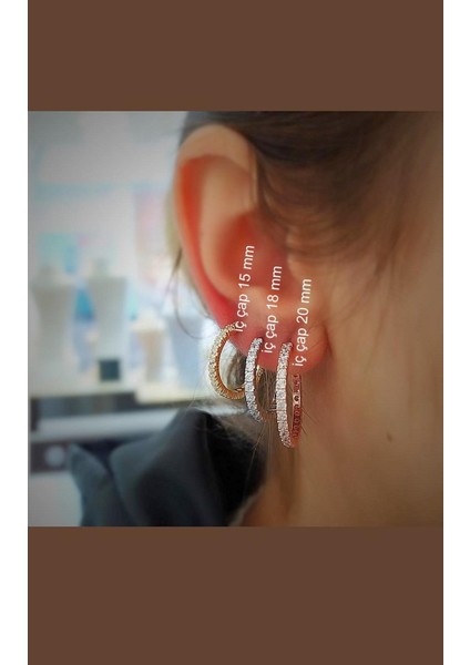 Gümüş Iç Çapı 18 mm 2 mm Taşlı Halka Küpe fiyatları