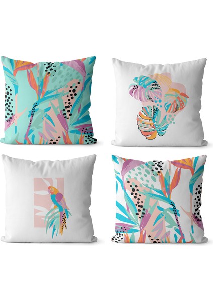 Tropic Desenli Çift Taraflı 4 Adet Kırlent Kılıf Takım (43X43)