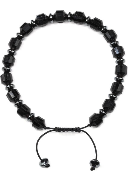 Turmalin Doğal Taş Makrome Örme Bileklik Hexagonal Kesim