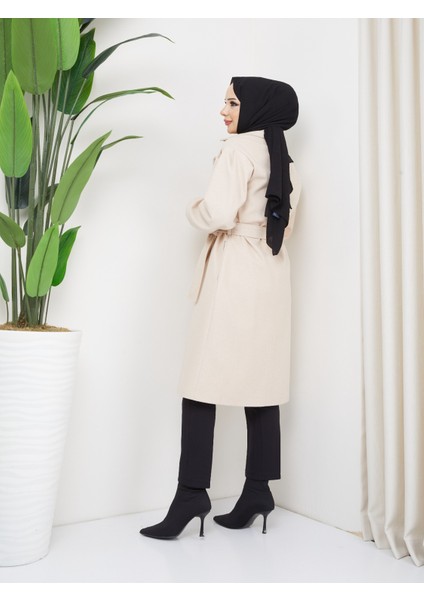 Seyid Özel Kadın Kol Lastikli Kuşaklı Kaşe Kaban fiyatları