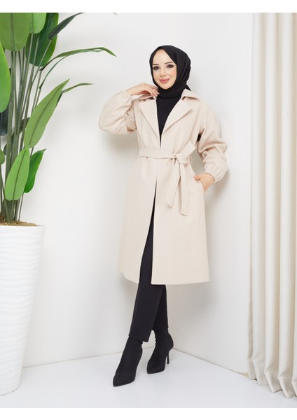 Seyid Özel Kadın Kol Lastikli Kuşaklı Kaşe Kaban fırsatları