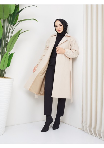 Seyid Özel Kadın Kol Lastikli Kuşaklı Kaşe Kaban indirimleri