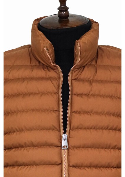 Kapitone Fermuarlı Açık Kahverengi Erkek Şişme Yelek fiyatları