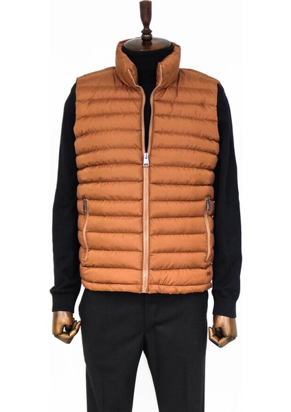 Kapitone Fermuarlı Açık Kahverengi Erkek Şişme Yelek fırsatları