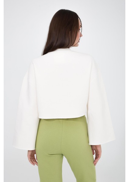 Gabriel Organik Pamuk Bisiklet Yaka Crop Sweatshirt