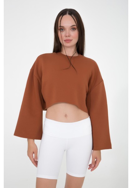Gabriel Organik Pamuk Bisiklet Yaka Crop Sweatshirt