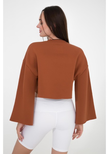 Gabriel Organik Pamuk Bisiklet Yaka Crop Sweatshirt