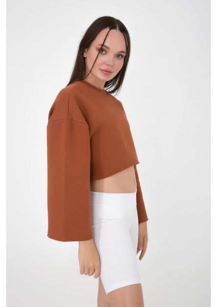Gabriel Organik Pamuk Bisiklet Yaka Crop Sweatshirt