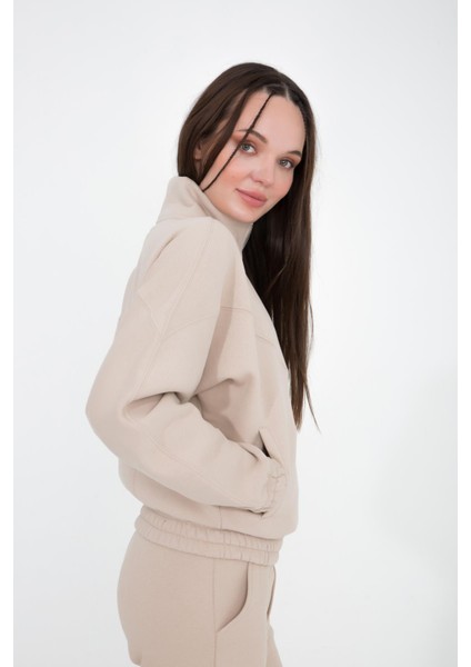 Jophiel Organik Pamuk Dik Yaka Fermuar Detaylı Sweatshirt modelleri