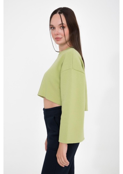 Gabriel Organik Pamuk Bisiklet Yaka Crop Sweatshirt