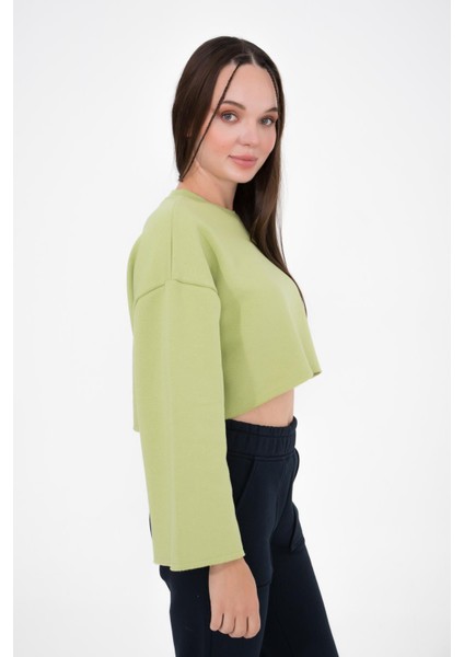 Gabriel Organik Pamuk Bisiklet Yaka Crop Sweatshirt