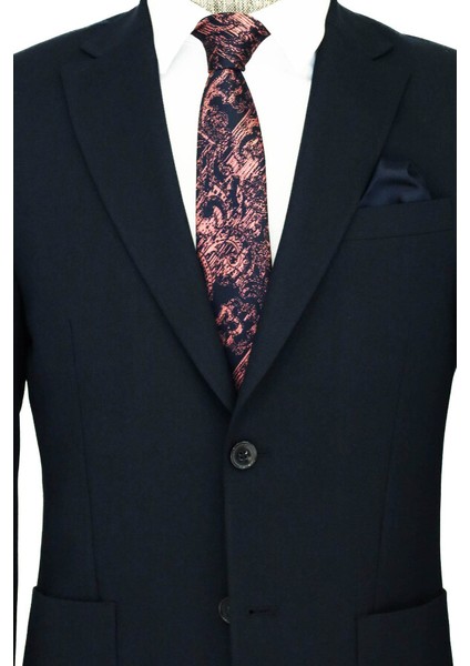 Kendinden Desenli Slim Fit Sivri Yaka Lacivert Erkek Ceket fiyatları