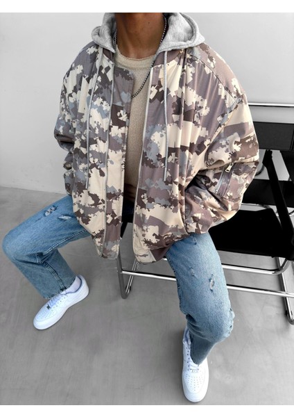 Oversize Kamuflaj Bomber Ceket Kahverengi fiyatları