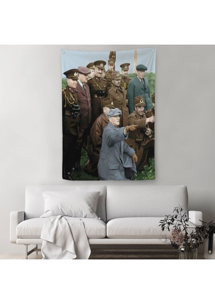 Atatürk Arkadaşları Ile Cephede Dekoratif Duvar Örtüsü - HALISI-6211