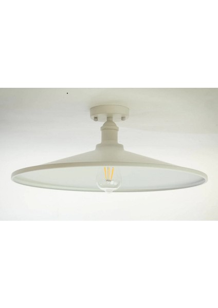 Retro,rustik,vintage Beyaz 1XE27 Duylu Metal Plofonyer Avize Şapka ÇAPI:38CM