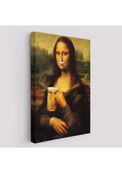 Bira Içme Mona Lisa Kanvas Tablo, Olağandışı Mona Lisa Kanvas TABLO-5219