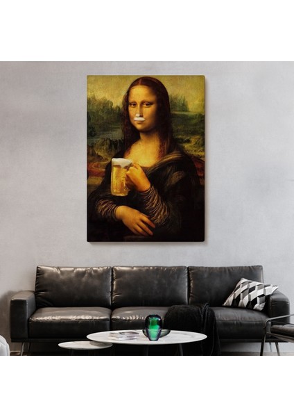 Bira Içme Mona Lisa Kanvas Tablo, Olağandışı Mona Lisa Kanvas TABLO-5219