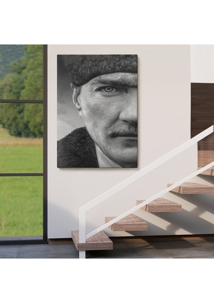 Mustafa Kemal Atatürk Siyah Beyaz TABLOSU-6303 fırsatları