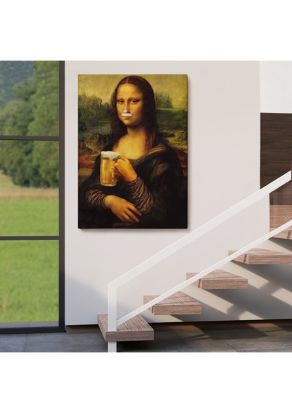 Bira Içme Mona Lisa Kanvas Tablo, Olağandışı Mona Lisa Kanvas TABLO-5219