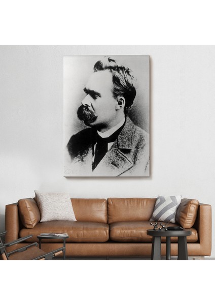 Friedrich Nietzsche Siyah Beyaz Dekoratif Kanvas TABLO-5963