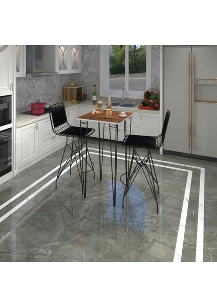 Knsz Masa Sandalye Takımı HEM105ZENGIN Cvzsyh 070*070 2 Sandalye Syhsyh Sırt Minderli