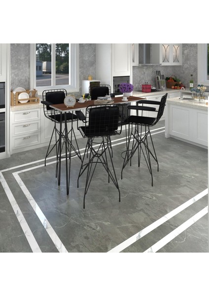 Knsz Masa Sandalye Takımı HEM105ZENGIN Cvzsyh 140*040 4 Sandalye Syhsyh Kolçaklı Sırt Minderli