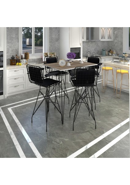 Knsz Masa Sandalye Takımı HEM105ZENGIN Crdsyh 130*070 4 Sandalye Syhsyh Kolçaklı Sırt Minderli