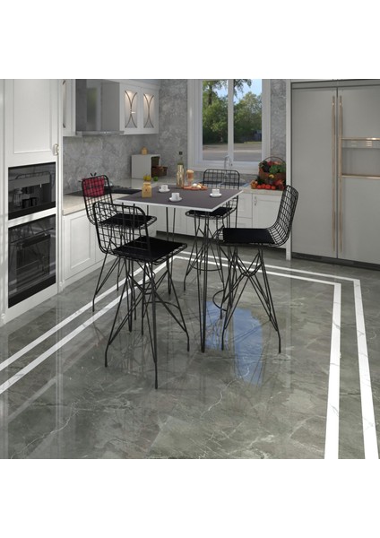 Knsz Masa Sandalye Takımı HEM105ZENGIN Grisyh 080*080 4 Sandalye Syhsyh