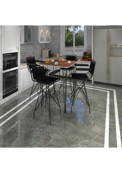 Knsz Masa Sandalye Takımı HEM105ZENGIN Cvzsyh 080*080 4 Sandalye Syhsyh Kolçaklı Sırt Minderli