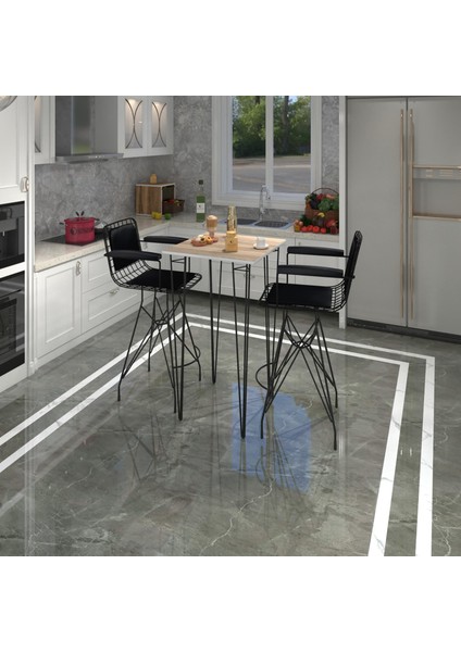 Knsz Masa Sandalye Takımı HEM105ZENGIN Crdsyh 070*070 2 Sandalye Syhsyh Kolçaklı Sırt Minderli