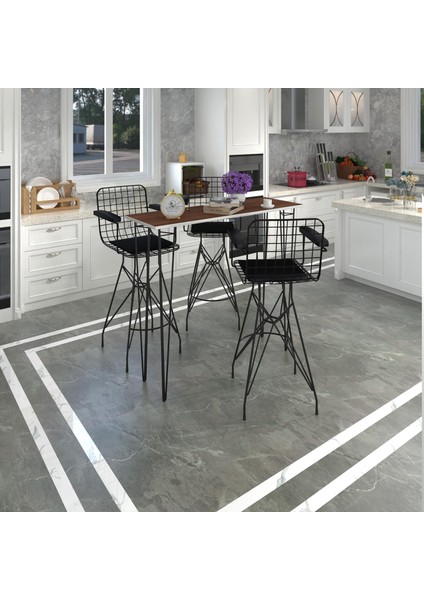 Knsz Masa Sandalye Takımı HEM105ZENGIN Cvzsyh 120*040 3 Sandalye Syhsyh Kolçaklı