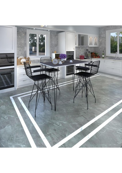 Knsz Masa Sandalye Takımı HEM105ZENGIN Grisyh 100*070 4 Sandalye Syhsyh Kolçaklı