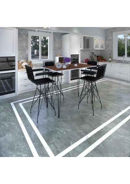 Knsz Masa Sandalye Takımı HEM105ZENGIN Cvzsyh 100*070 4 Sandalye Syhsyh Kolçaklı Sırt Minderli