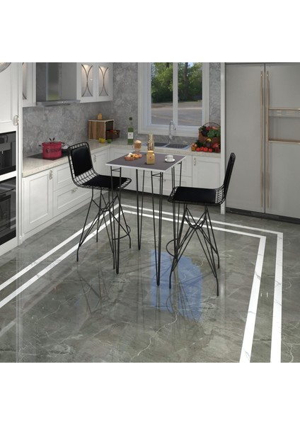 Knsz Masa Sandalye Takımı HEM105ZENGIN Grisyh 060*060 2 Sandalye Syhsyh Sırt Minderli