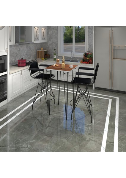 Knsz Masa Sandalye Takımı HEM105ZENGIN Cvzsyh 060*060 2 Sandalye Syhsyh Kolçaklı Sırt Minderli