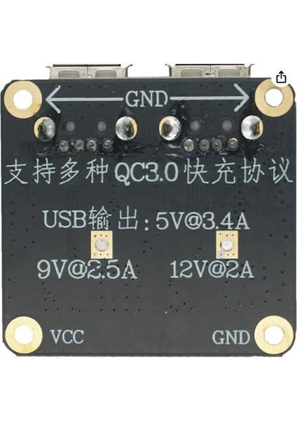 Iki Kanallı Hızlı Şarj Modülü 12V 24V Qc3.0 Hızlı Şarj Modülü Tek USB Cep Telefonu Şarj Kartı