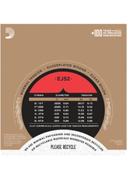 Daddarıo EJ52 Alto Klasik Gitar Teli 4/4 modelleri