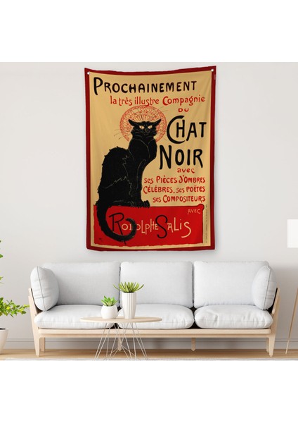 Siyah Kedi Duvar Örtüsü-Halısı - Le Chat Noir Theophile Steınlen-6431