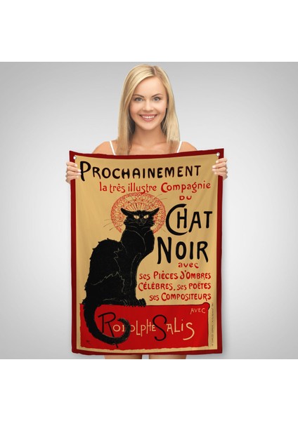 Siyah Kedi Duvar Örtüsü-Halısı - Le Chat Noir Theophile Steınlen-6431