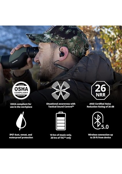 Sport Advance Bt Atış Kulaklıkları: Bluetooth Işitme Koruması - Siyah modelleri