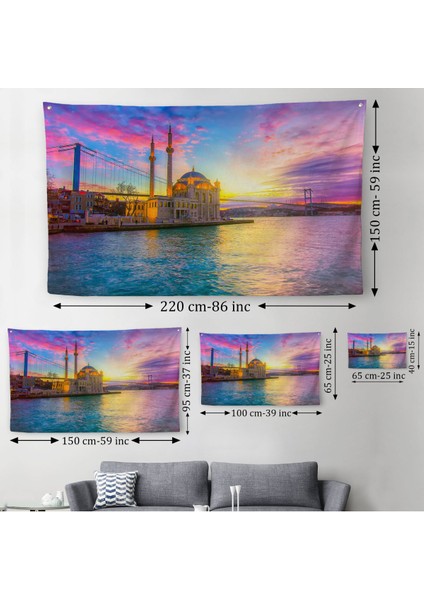 Ortaköy Camii Ve Boğaziçi Köprüsü Manzarası Dekoratif Kanvas Duvar Örtüsü-Halısı-6508 modelleri