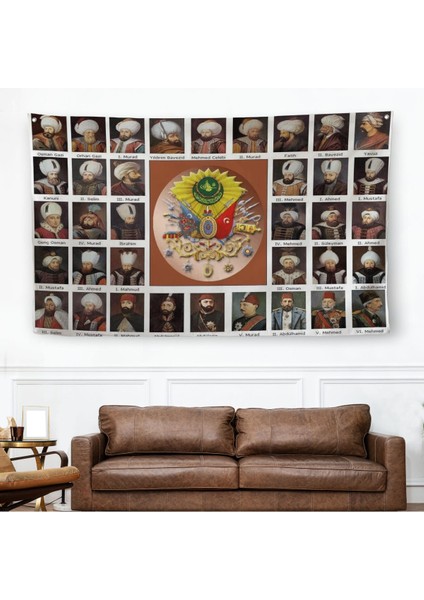 Osmanlı Padişahlarının Tümü Dekoratif Duvar Örtüsü-Halısı-6549