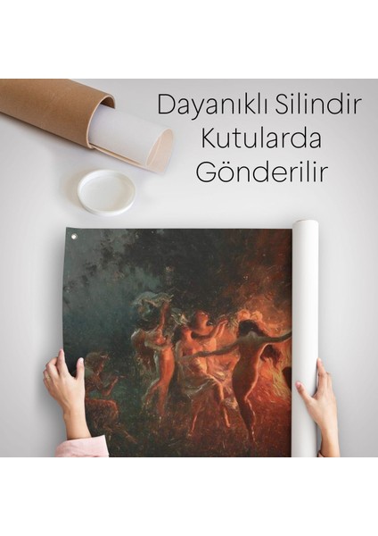 Şabat Ayinin De Ateş Etrafında Dans Eden Kadınlar Duvar Örtüsü-Halısı - Fire Dance-6589